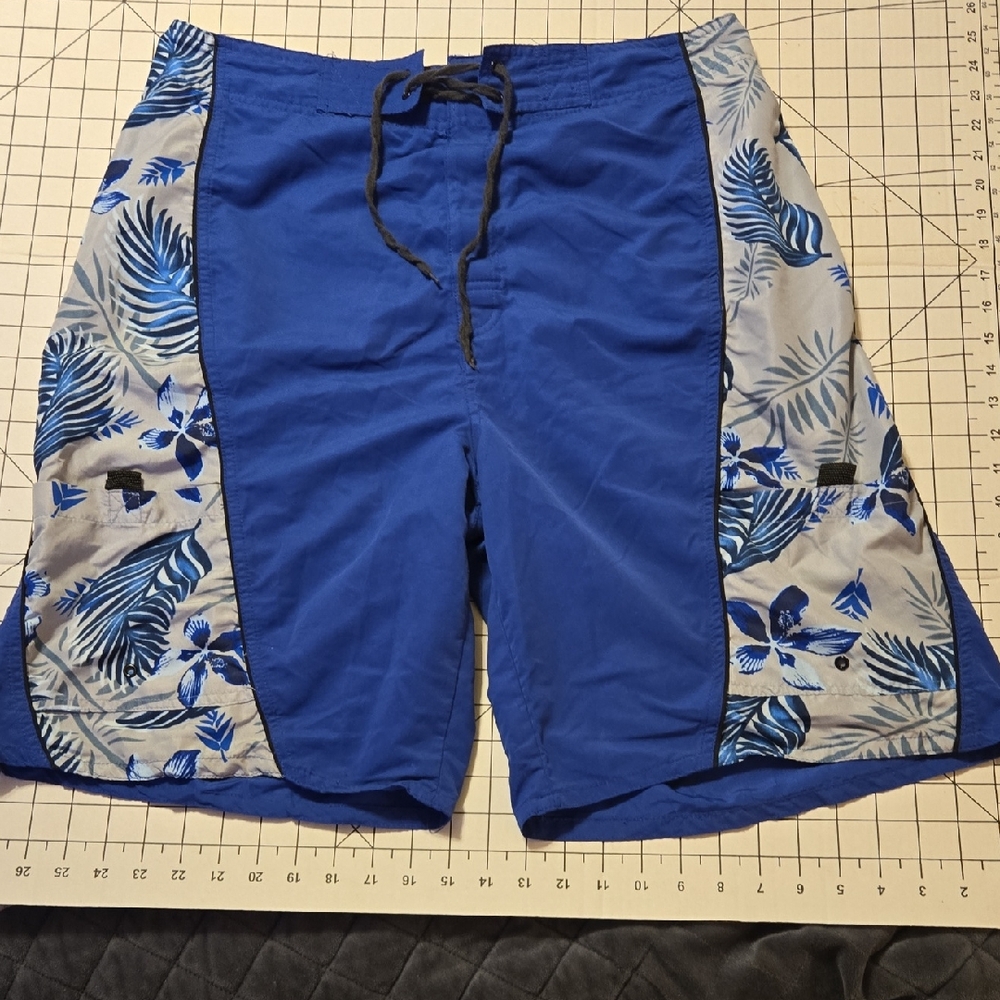 Blue and Gray Men's Swim Shorts Size 36: SZB